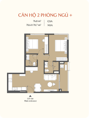 Căn hộ 2 phòng ngủ +
