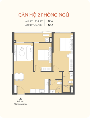 Căn hộ 2 phòng ngủ