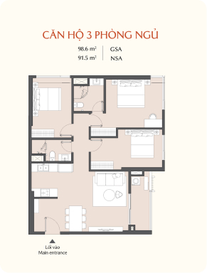 Căn hộ 3 phòng ngủ